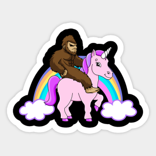 Bigfoot Riding A Unicorn Sticker